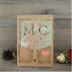 Vintage Pocket Wedding Invitation Laser Cut Tree